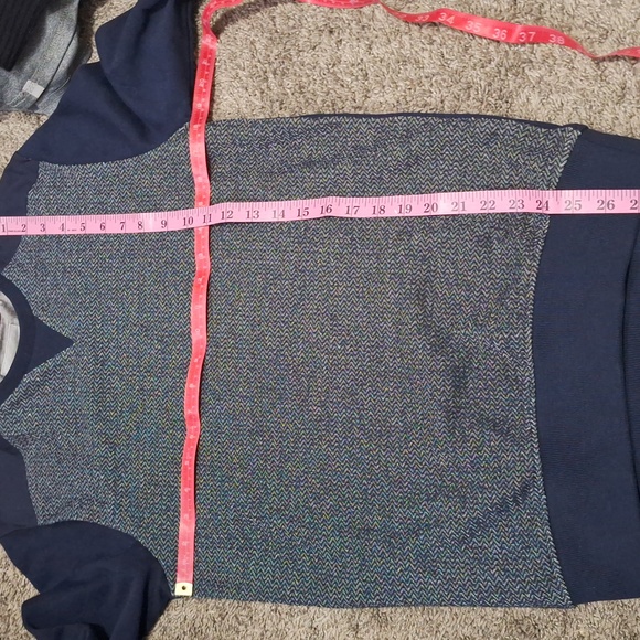 Celio Pullover Sweatshirt-Navy Blue Chevron Pattern-Cotton-S - Picture 6 of 6